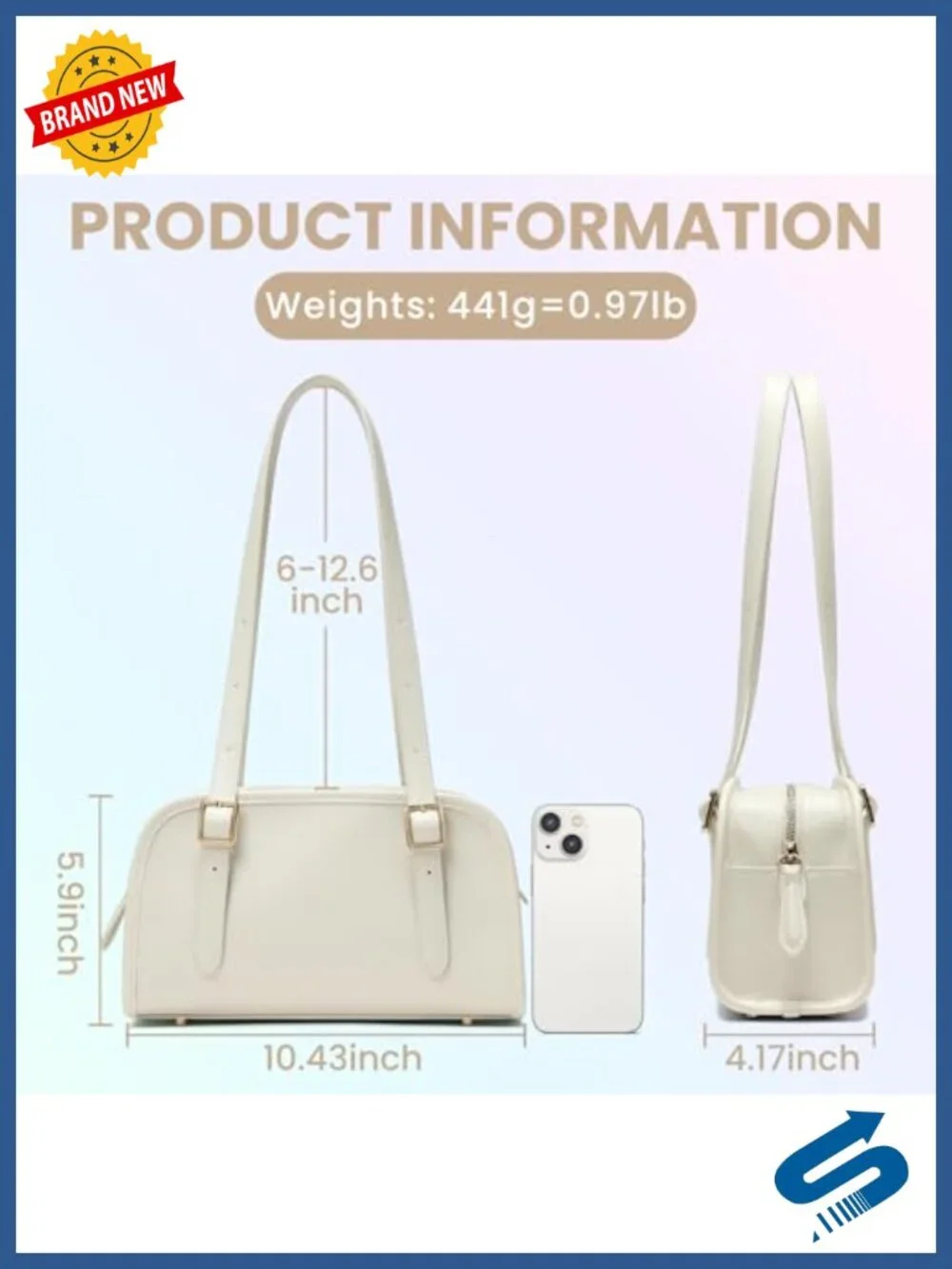 Leather Hobo Shoulder Bag with Adjustable Strap, Top Handle Tote, Women's